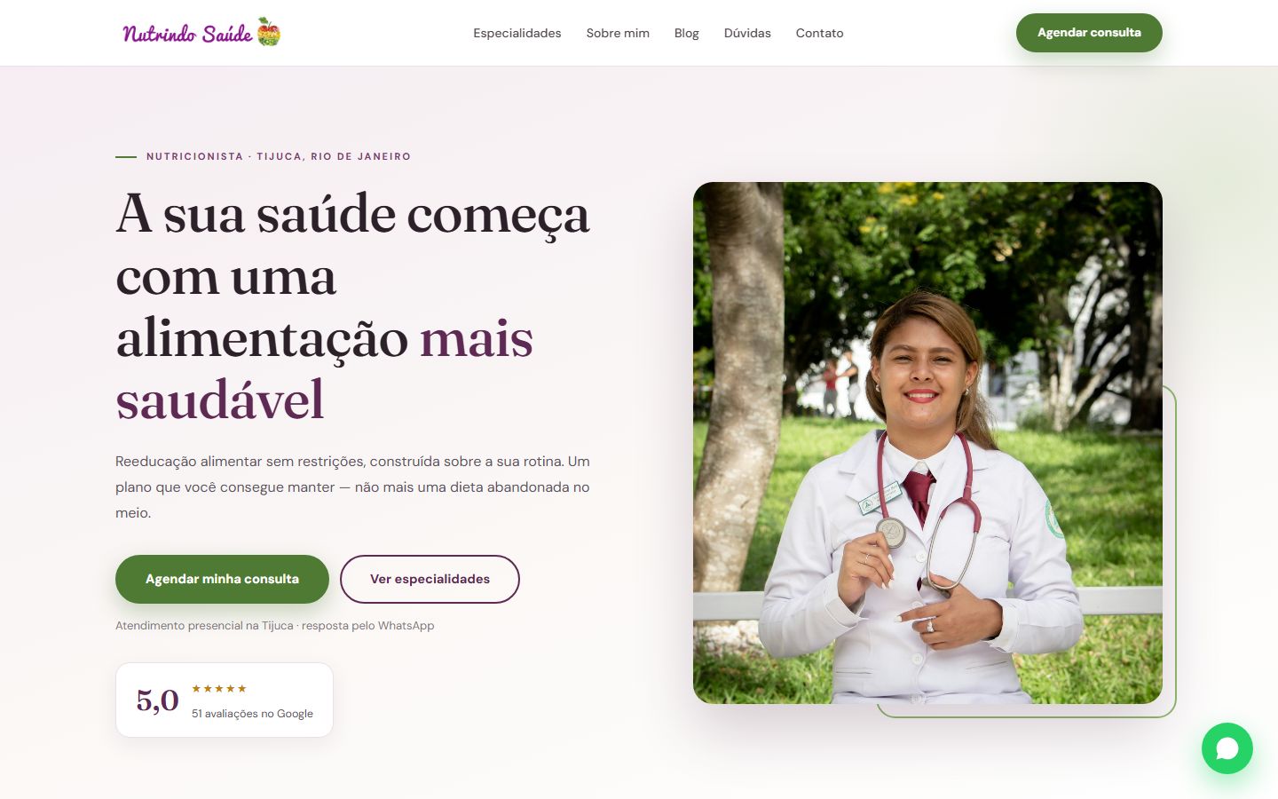 Site criado pela Presença Certa · Nutrição